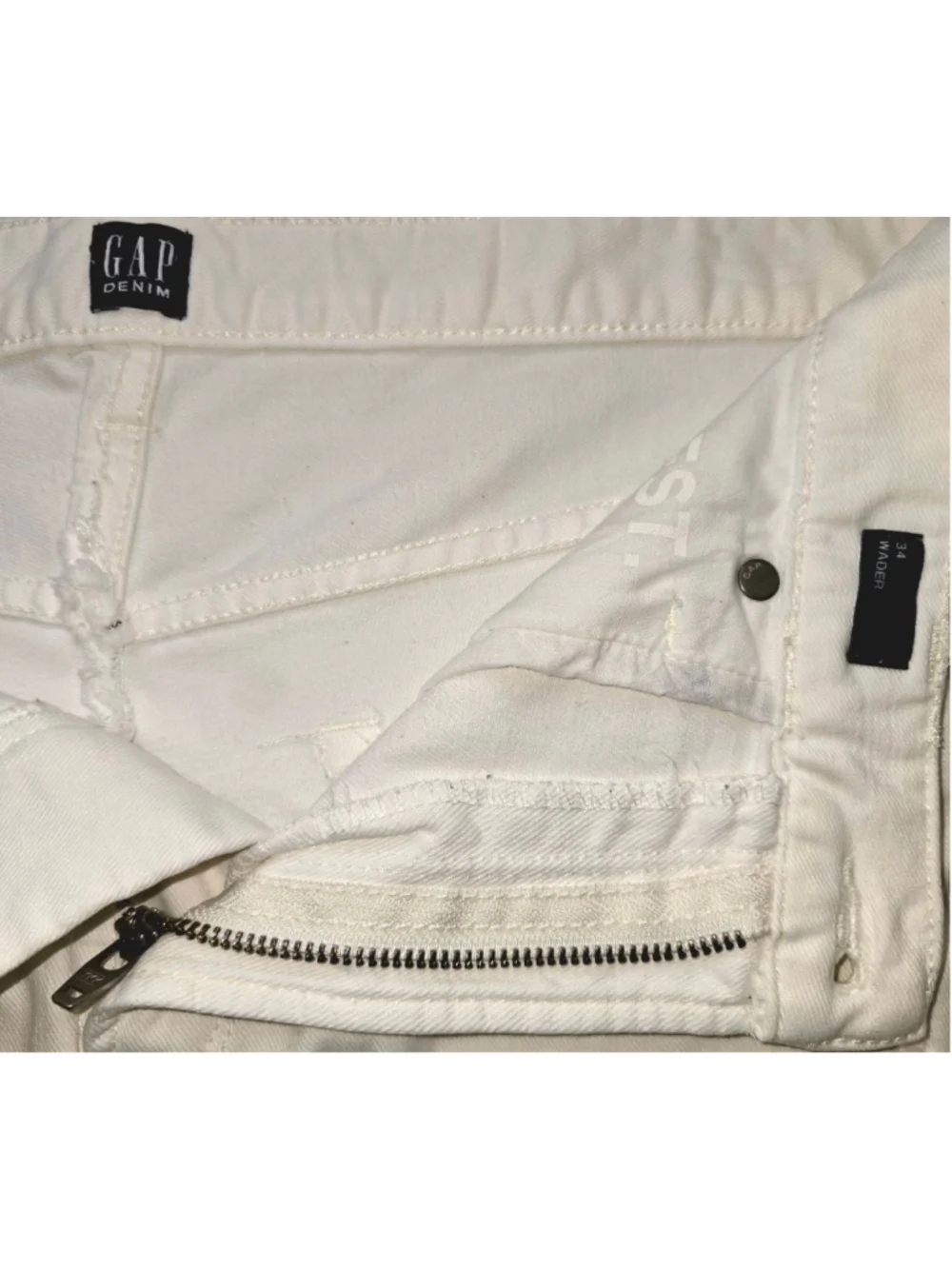 Gap Denim White Mini Skirt Womens Size 34 Distressed Stretch Jean Skirt Casual